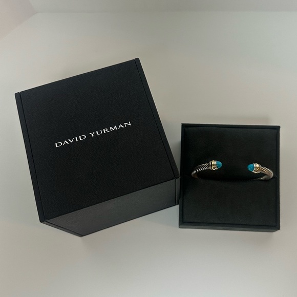 David Yurman | Classic Cable Bracelet | 14k Yellow Gold & Turquoise - Picture 2 of 6